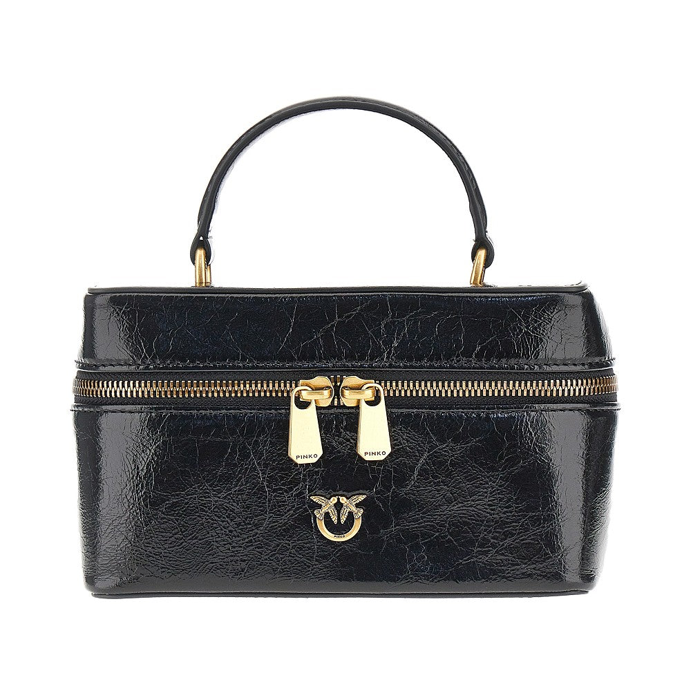 shiny leather mini vanity case
