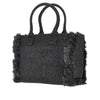 faux raffia shopping bag with logo