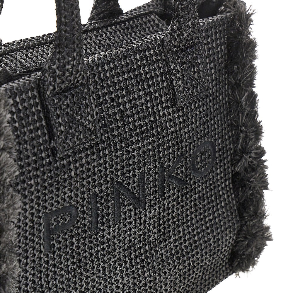 faux raffia shopping bag with logo
