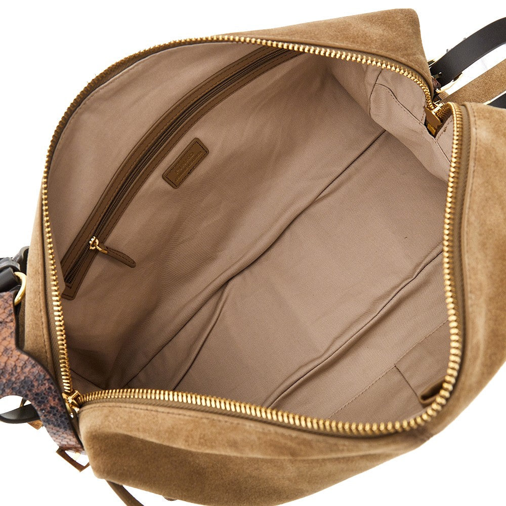 suede leather large keeper shoulder bag
