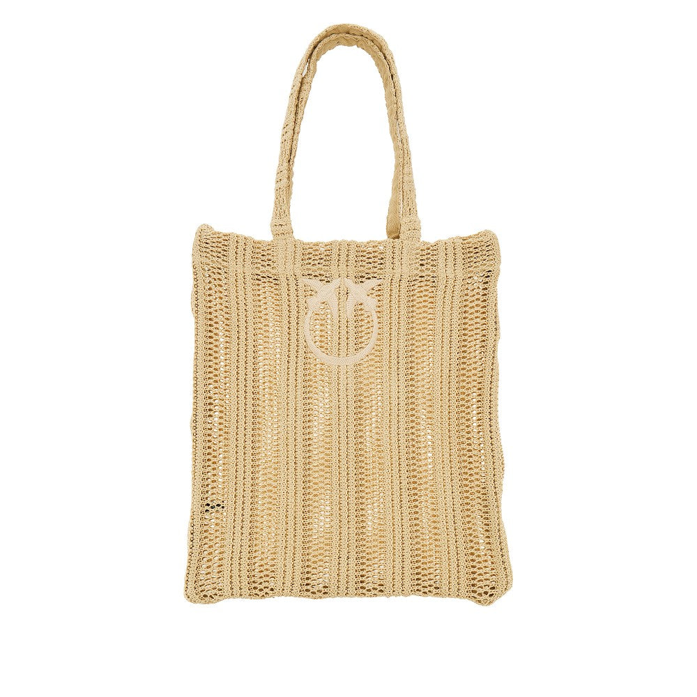 PINKO OS medium faux raffia easy tote bag