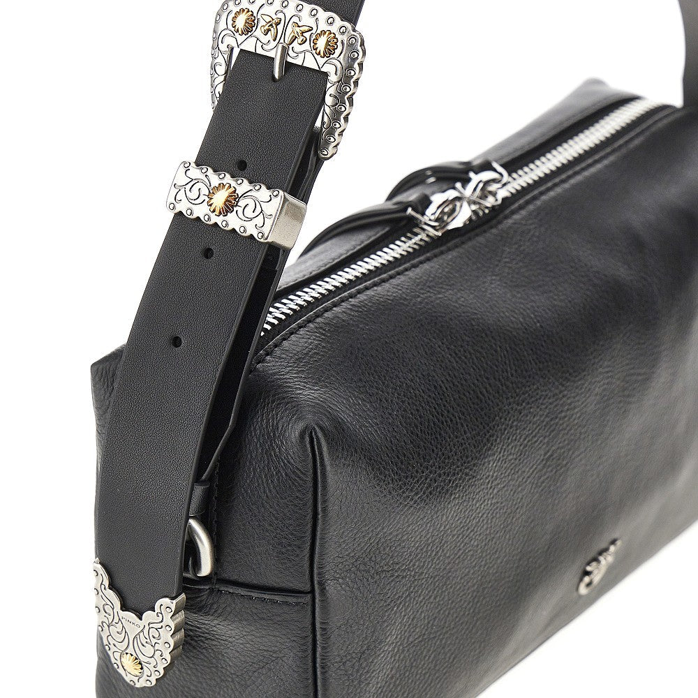 grained leather crossbody bag