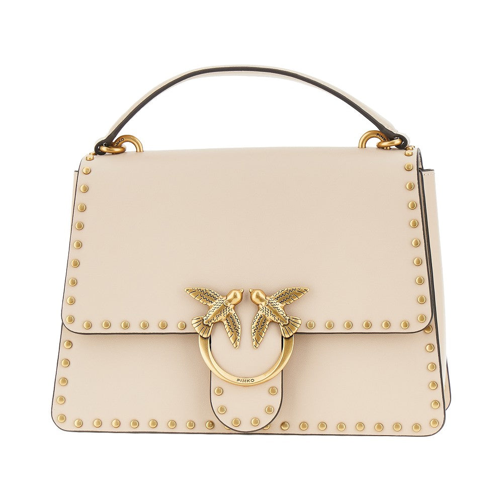 leather bag with love birds buckle