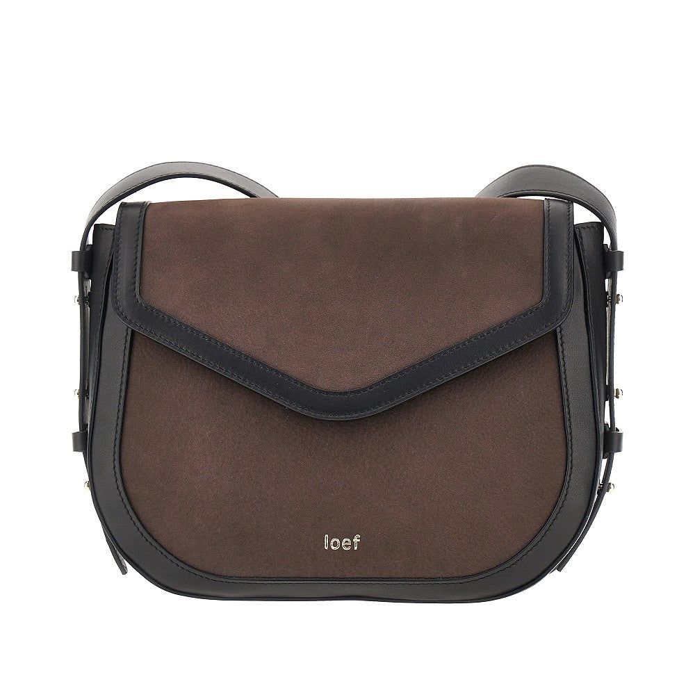 nubuck leather arc crossbody bag