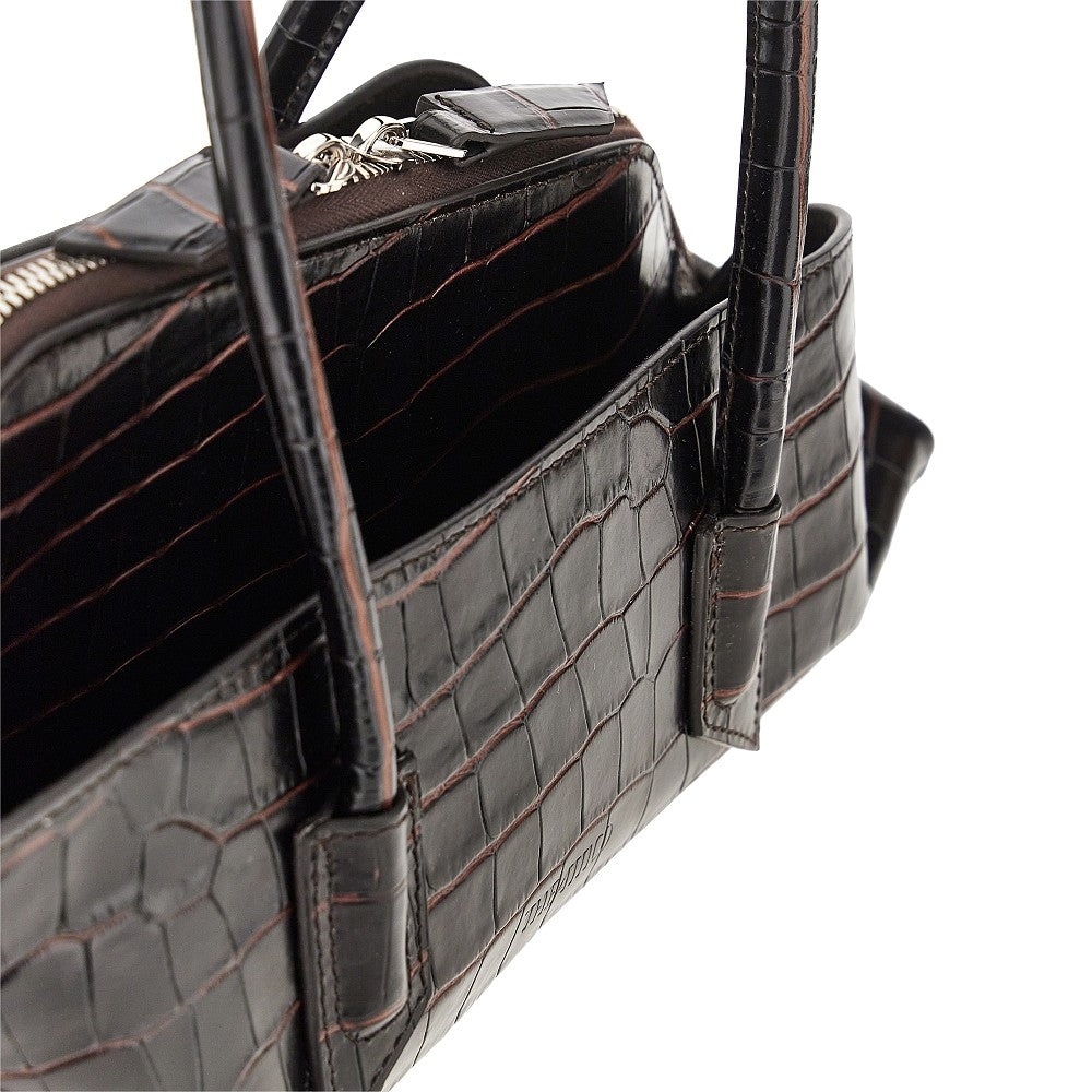 croco-print leather small la passeggiata bag