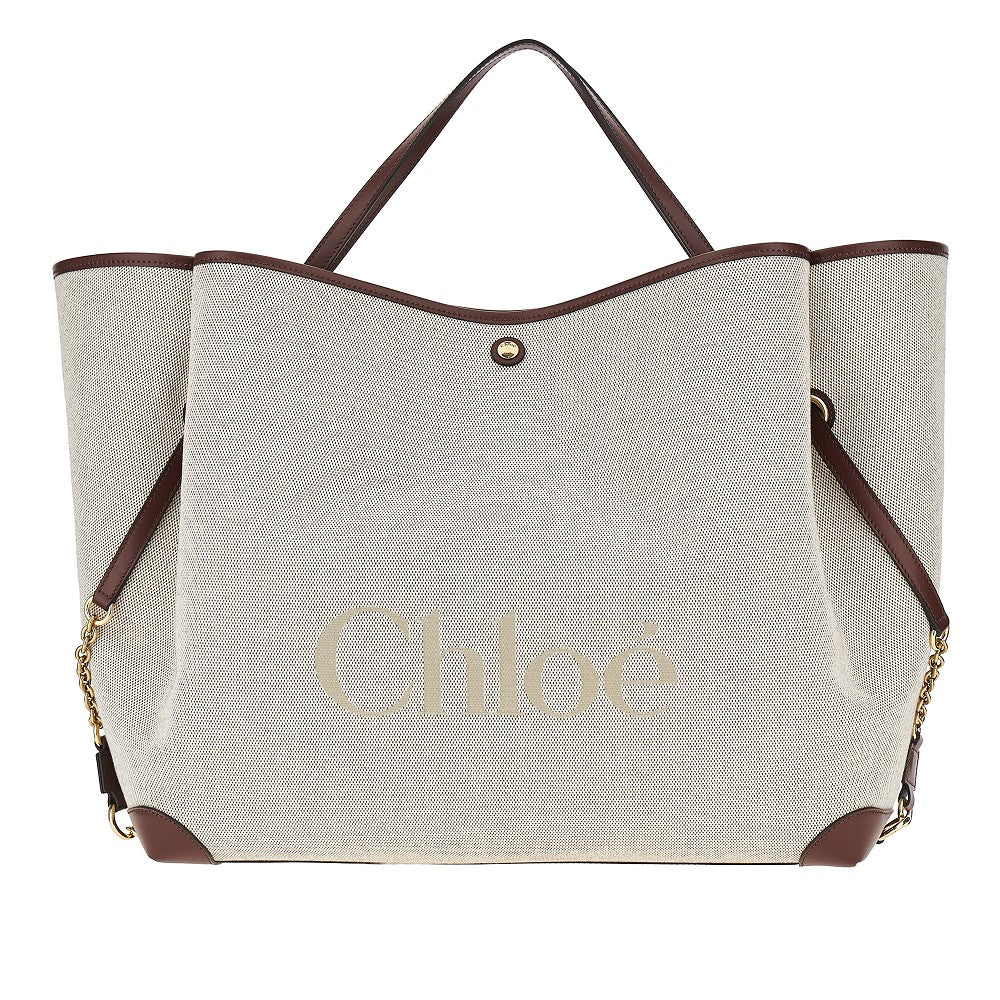 canvas large chloé clover shopping bag