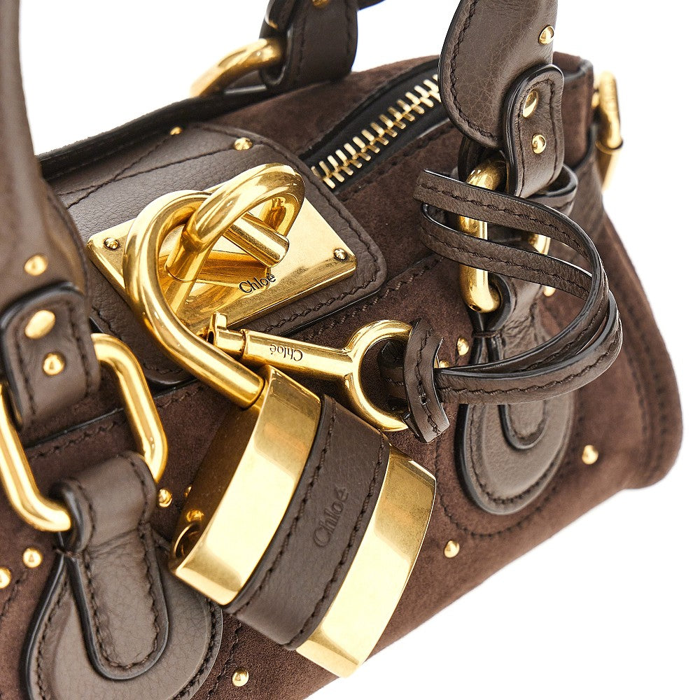 suede leather small paddington bag