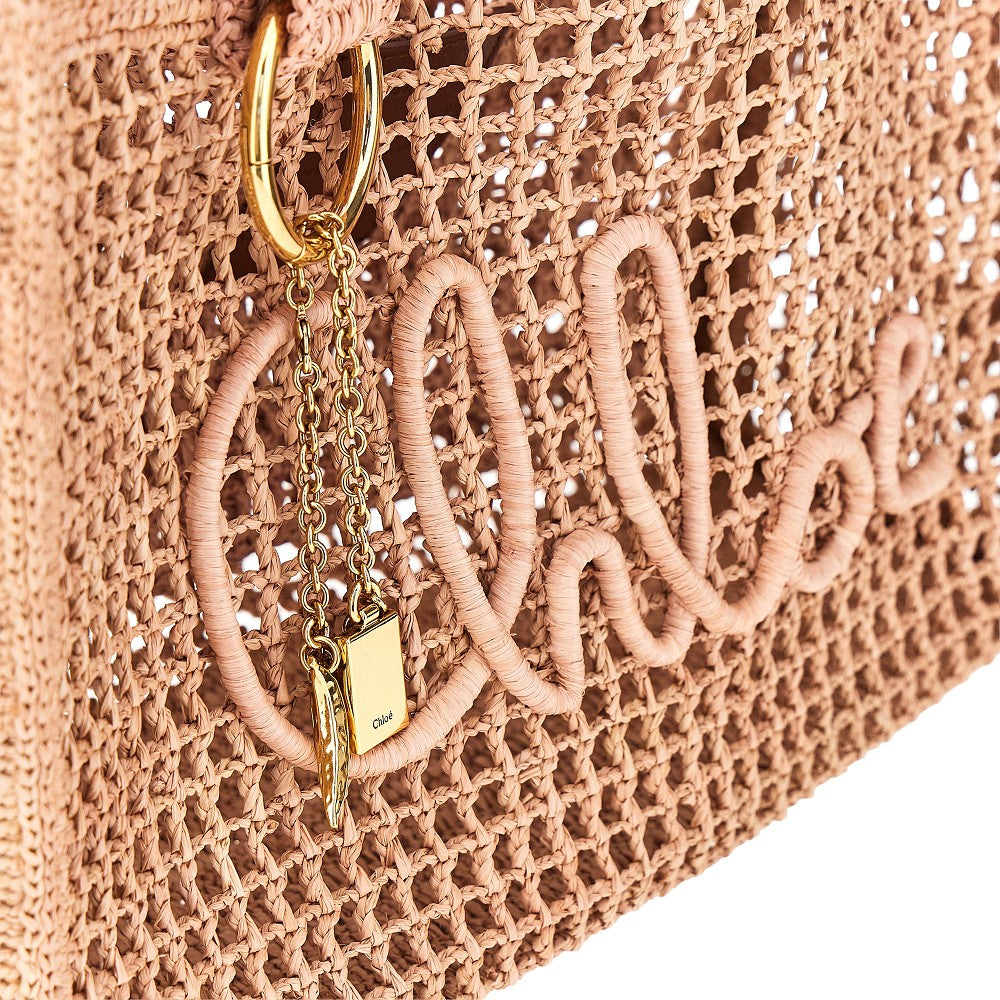 summer banana east-west raffia tote bag