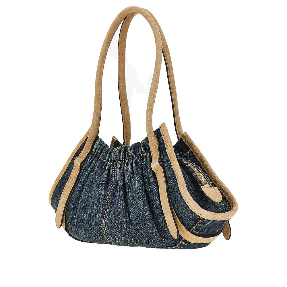 MARC JACOBS OS denim and suede cristina shoulder bag