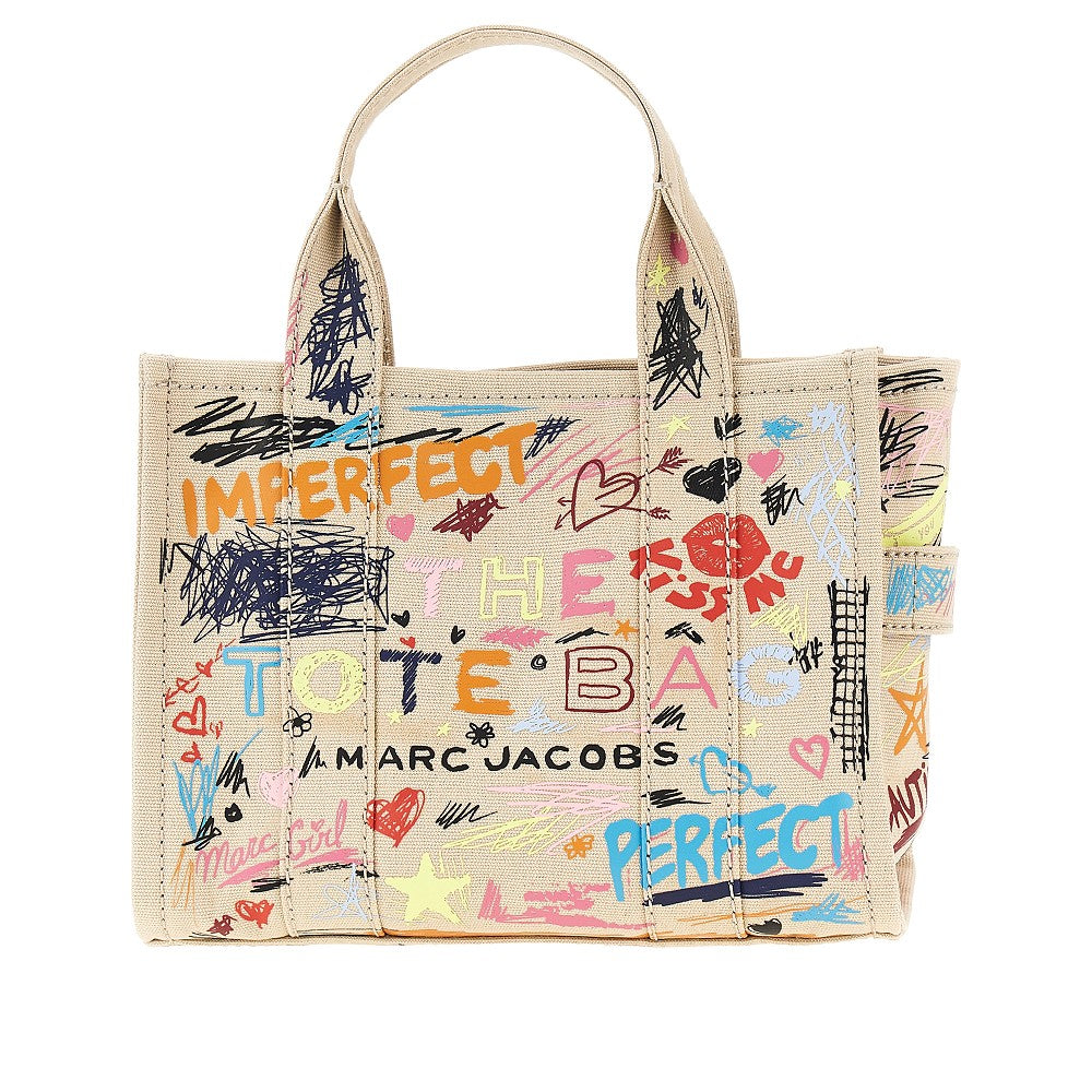 the punk scribble small canvas tote bag