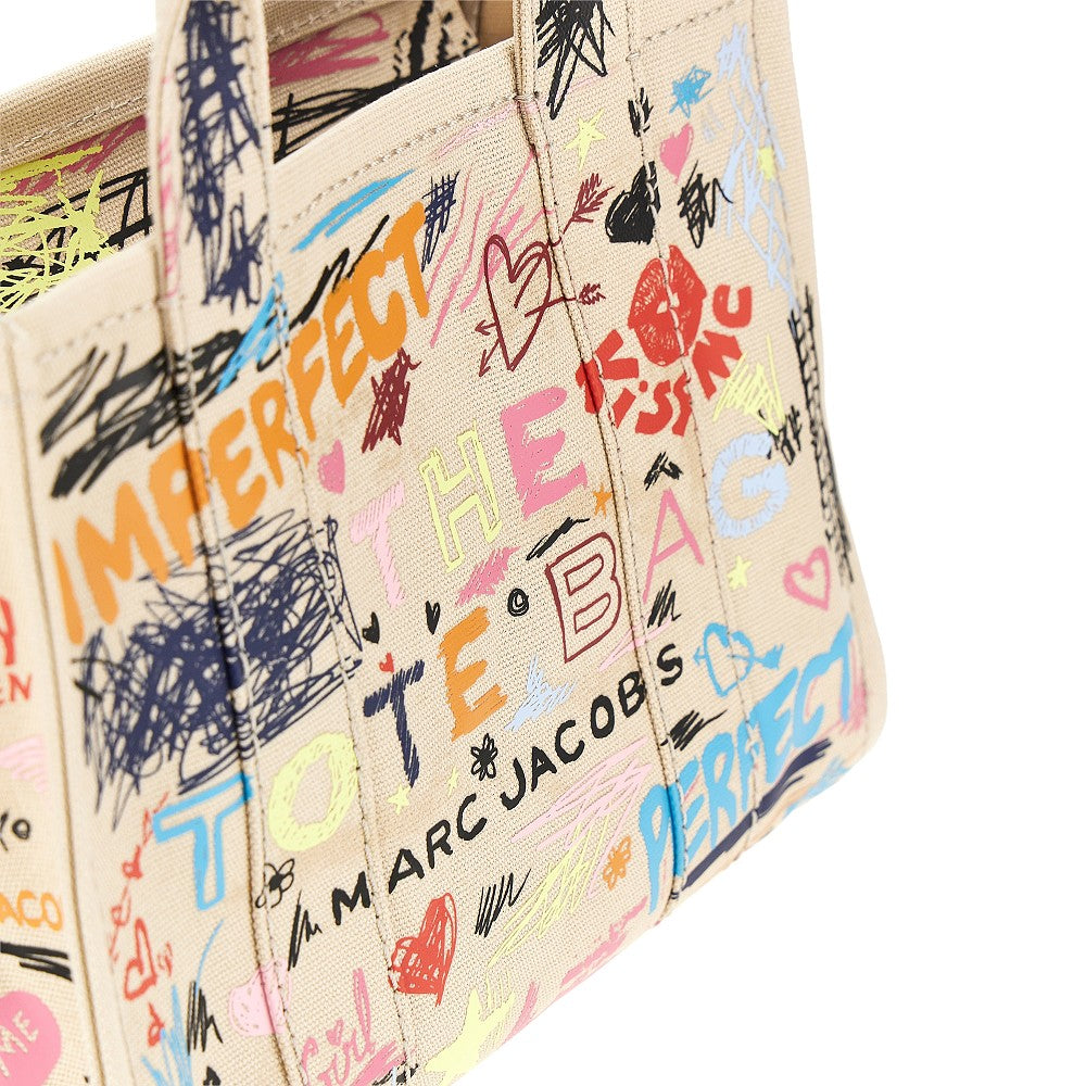 the punk scribble small canvas tote bag