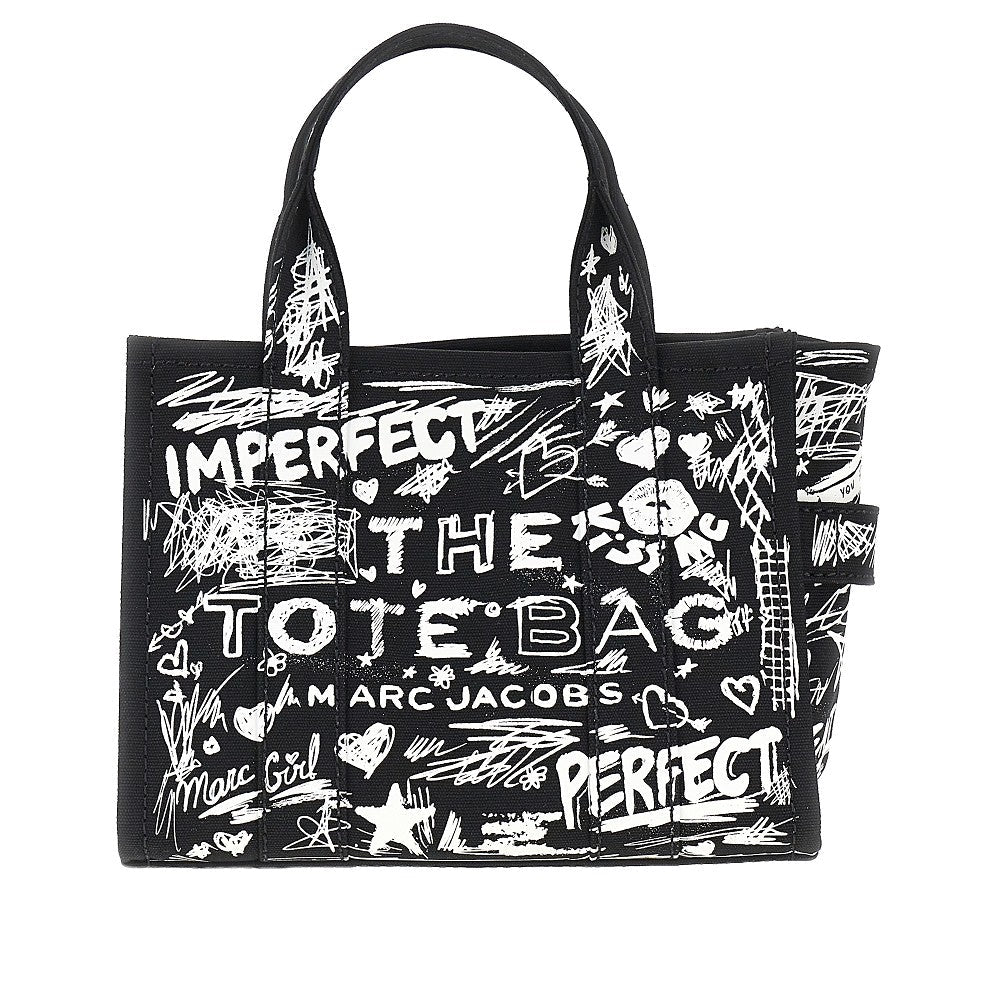the punk scribble small canvas tote bag