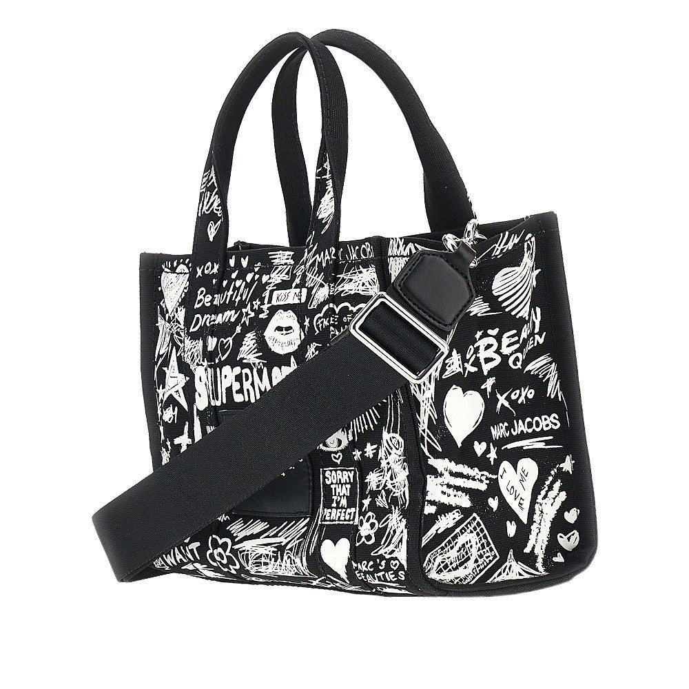 MARC JACOBS OS the punk scribble small canvas tote bag