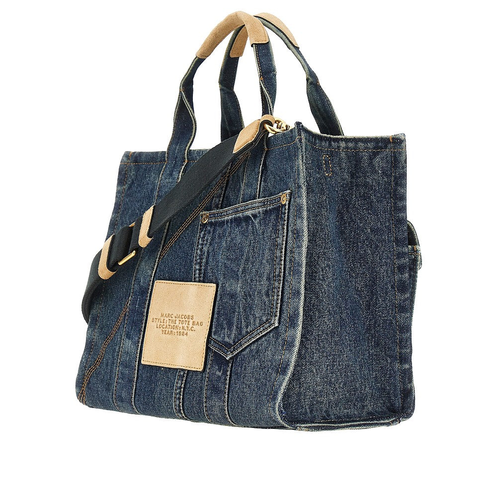 denim and suede medium cargo tote bag