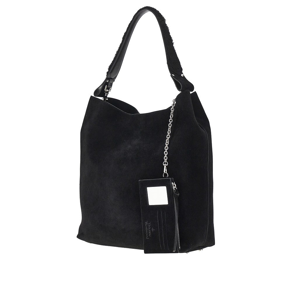 suede leather large lottie shoulder bag