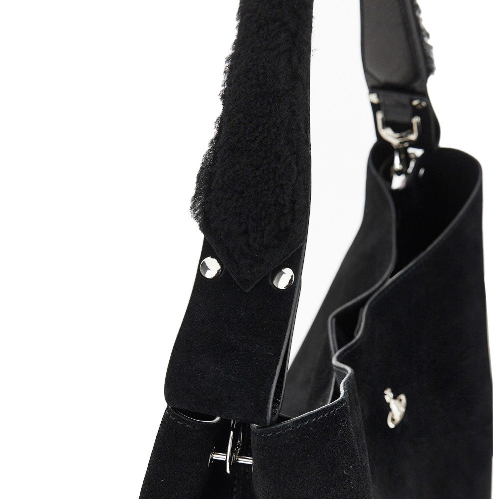 suede leather large lottie shoulder bag