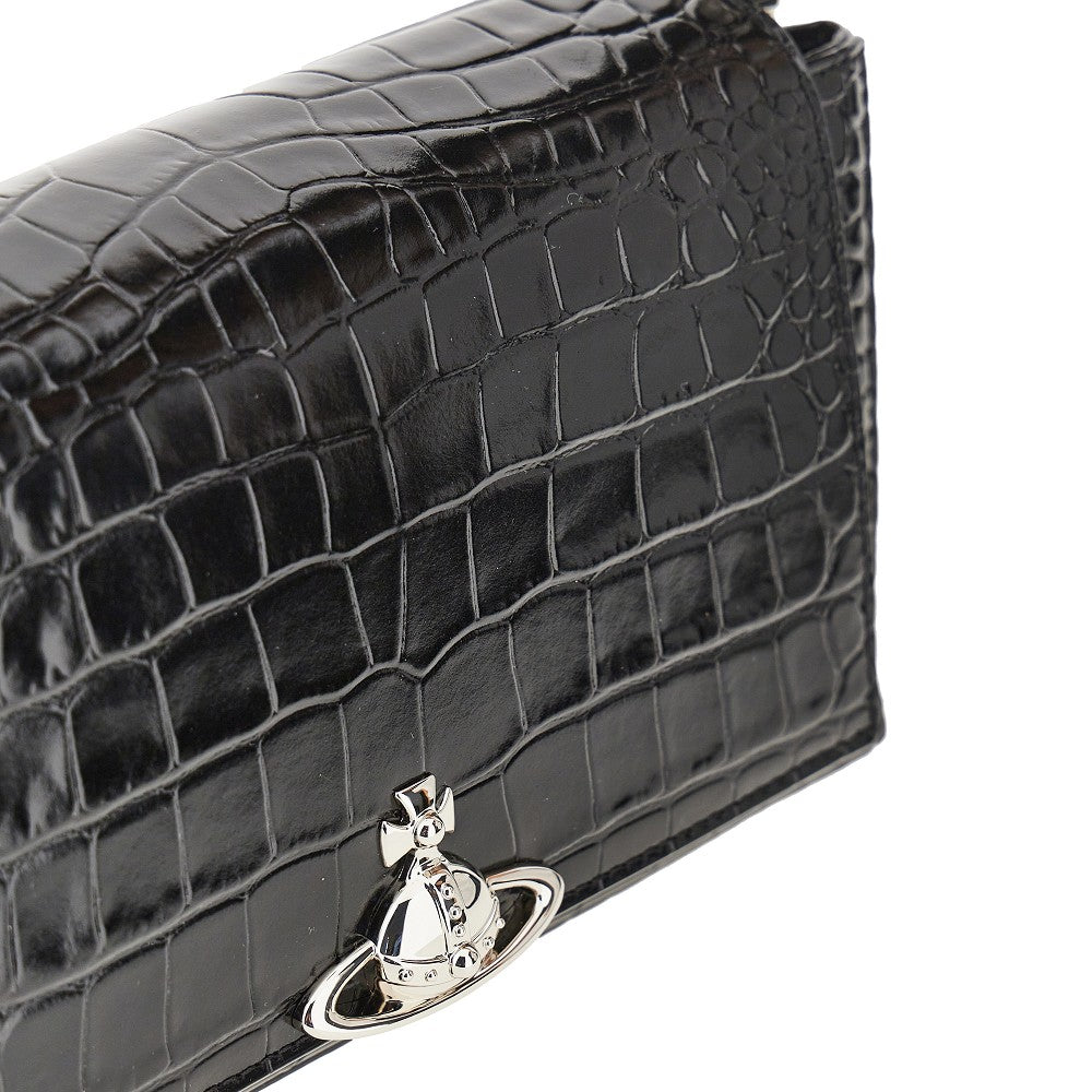 croco-embossed leather medium hazel bag