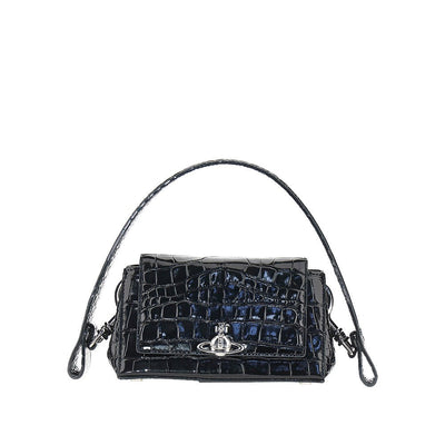 croco-embossed leather small hazel bag
