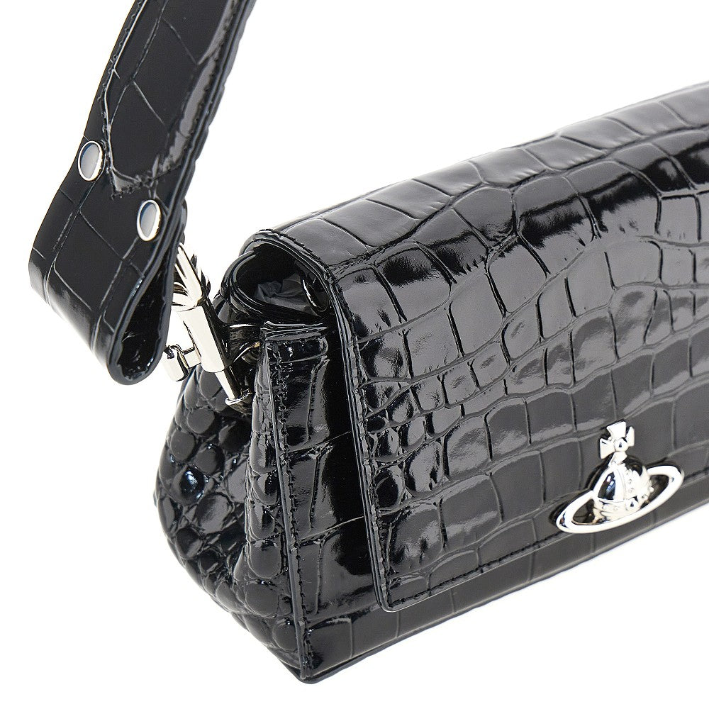 croco-embossed leather small hazel bag