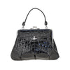 croco-print leather granny frame mini bag