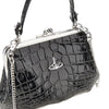 croco-print leather granny frame mini bag