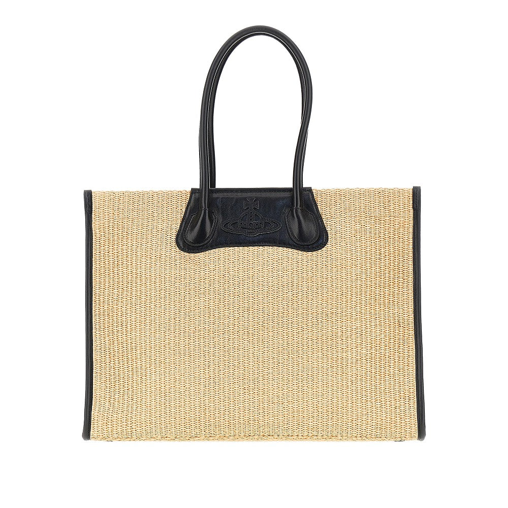 troy weaved raffia tote bag