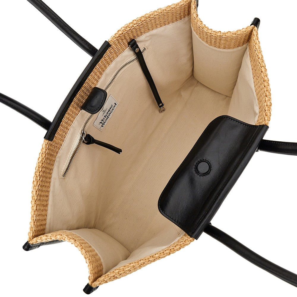 troy weaved raffia tote bag