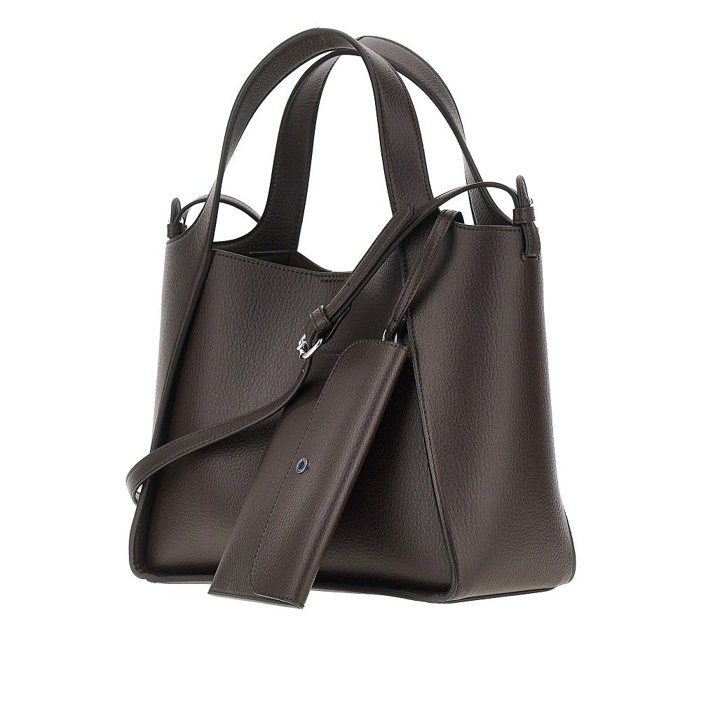 grained vegan leather stella logo bag