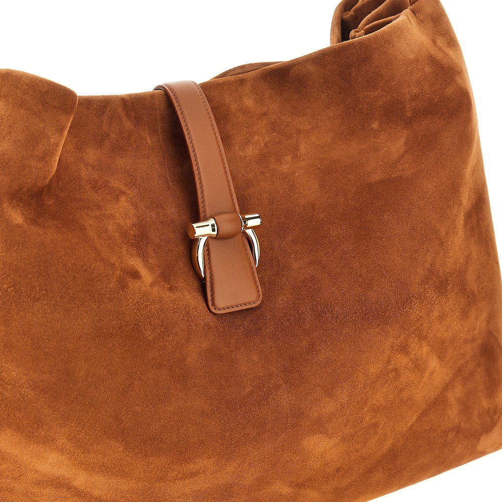 suede leather large ferragamo mia tote bag