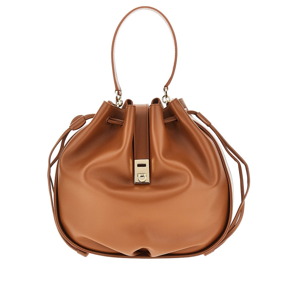 hug leather bucket bag