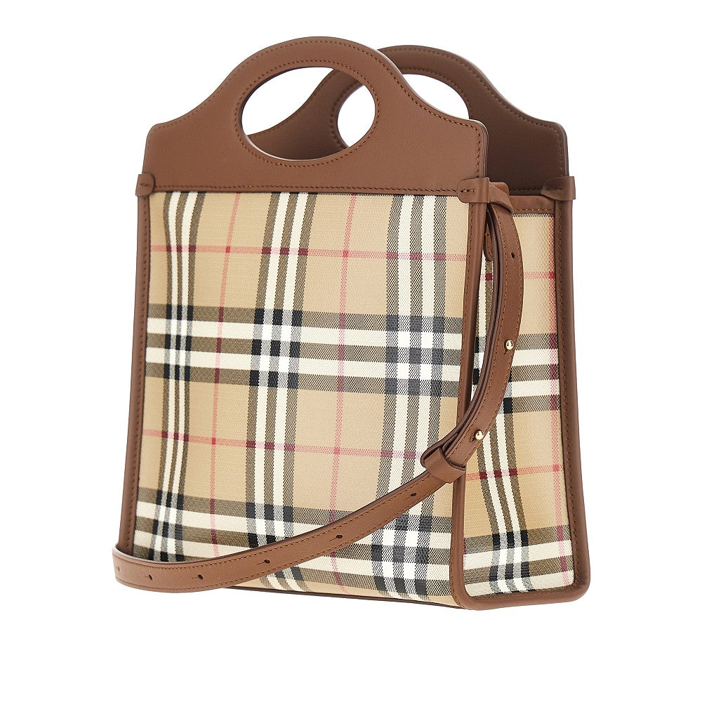 BURBERRY OS coated check canvas mini pocket bag