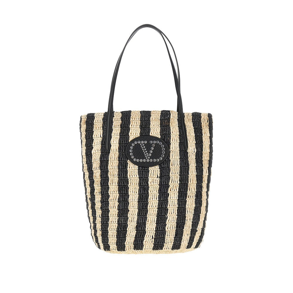 VALENTINO GARAVANI OS vlogo signature patch raffia shopping bag