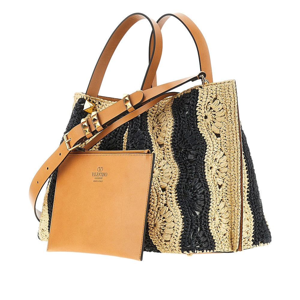 synthetic raffia medium shopping bag