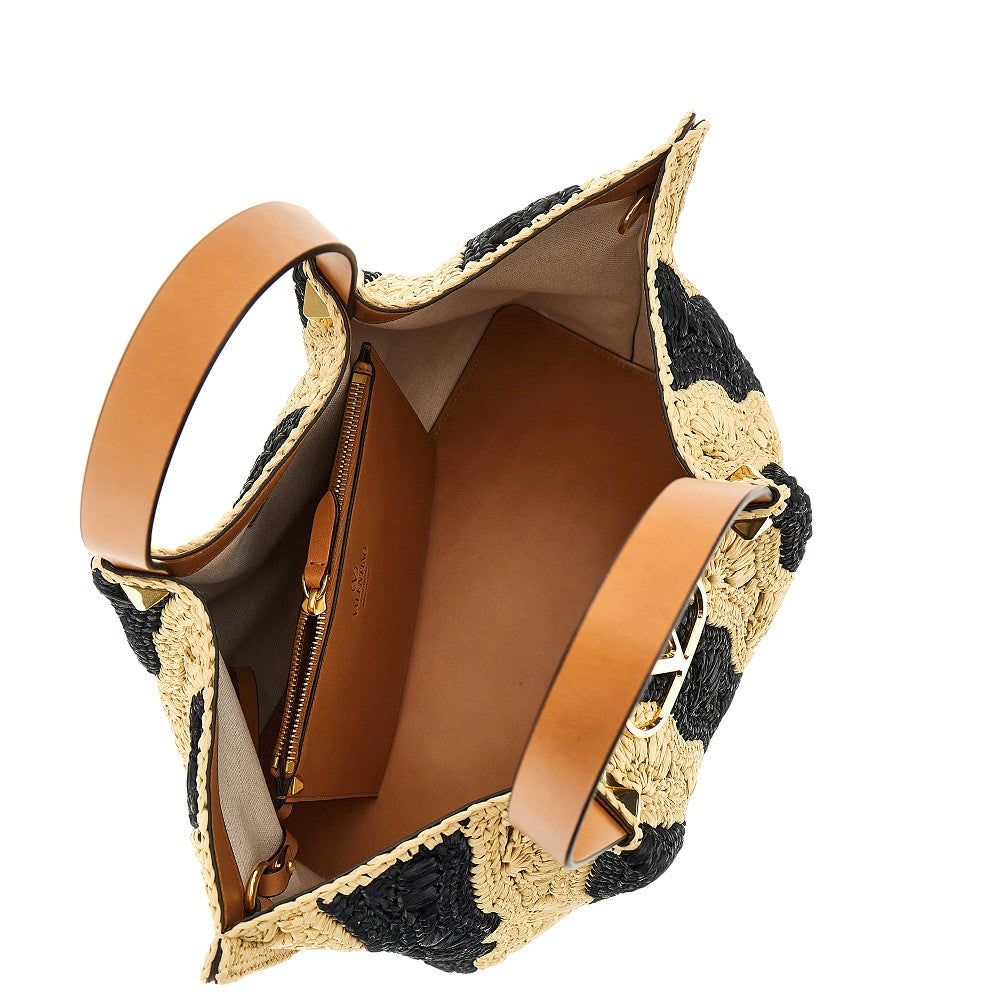 synthetic raffia medium shopping bag
