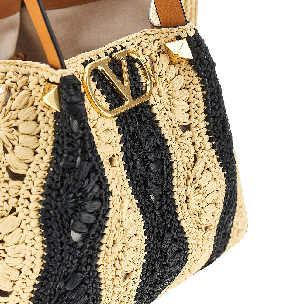 synthetic raffia medium shopping bag