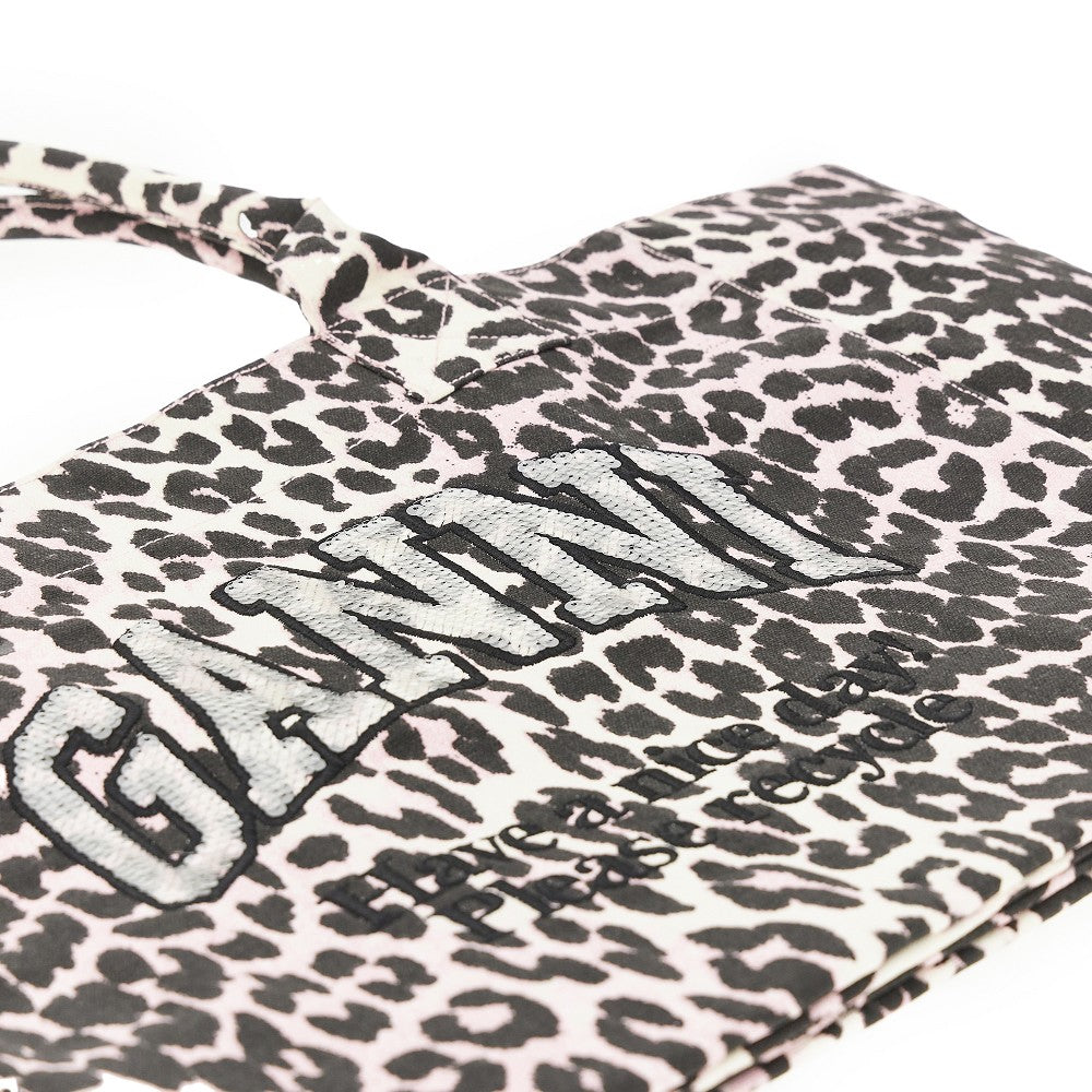 GANNI OS leopard-print canvas xxl tote bag