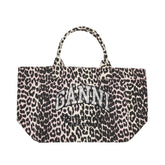 GANNI OS leopard-print canvas medium tote bag