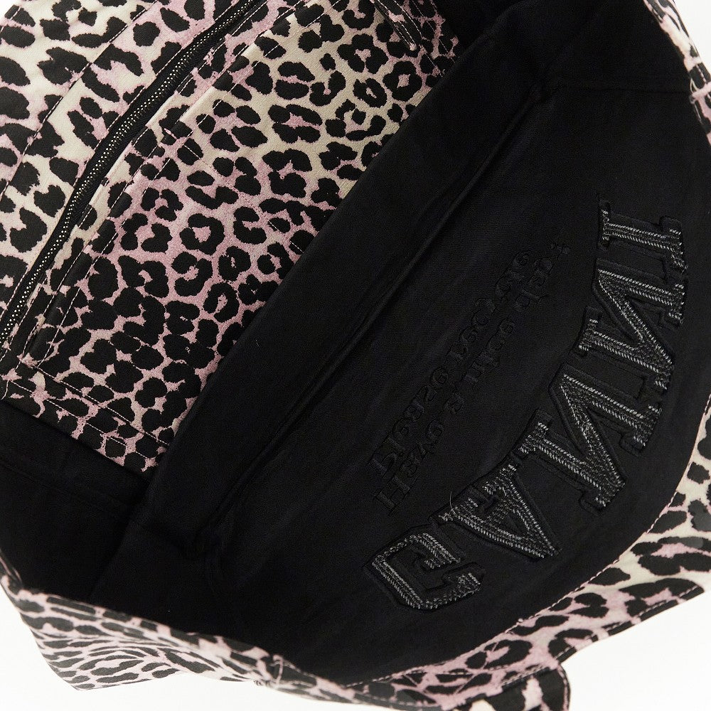 GANNI OS leopard-print canvas medium tote bag