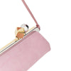 suede leather salon pouch with croco-effect