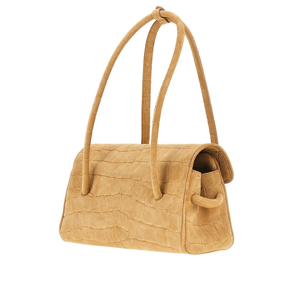 embossed suede leather turismo long bag