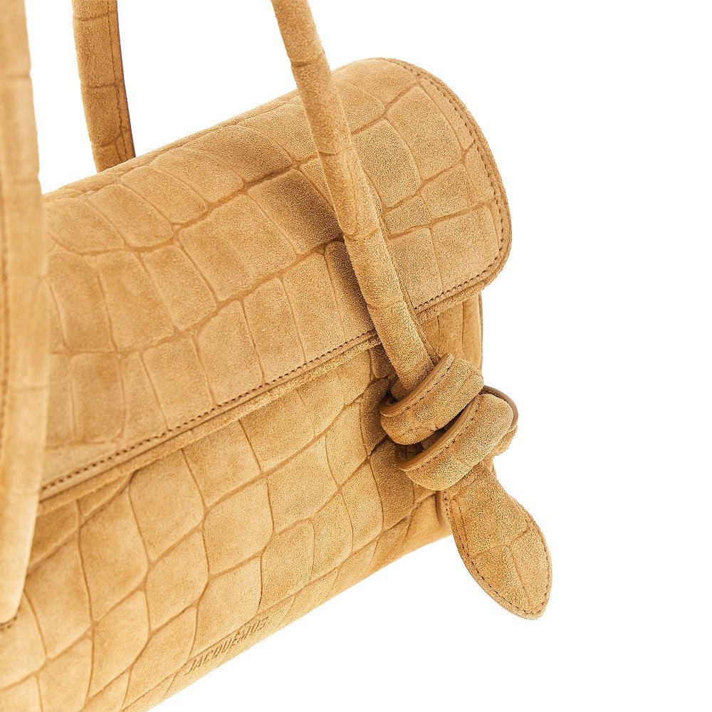 embossed suede leather turismo long bag