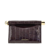 rond carré croco-embossed leather clutch