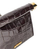 rond carré croco-embossed leather clutch