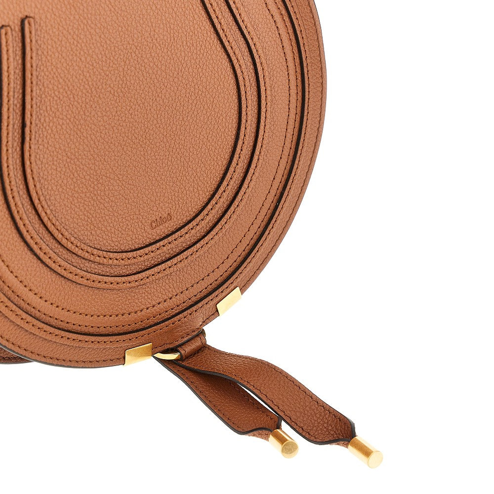 grained leather marcie saddle bag