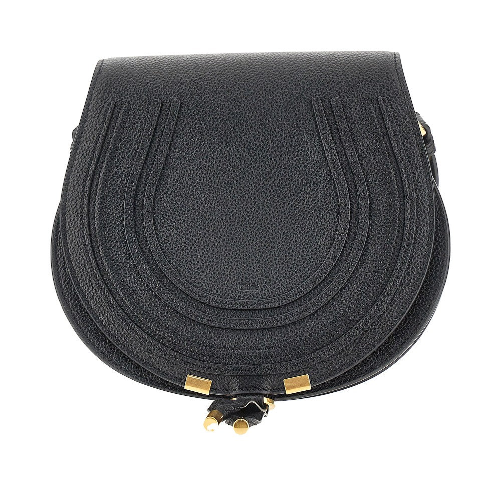 grained leather marcie saddle bag