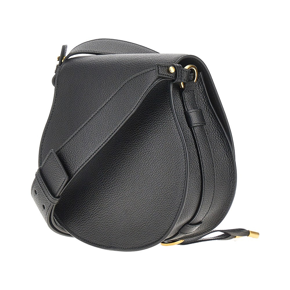 grained leather marcie saddle bag