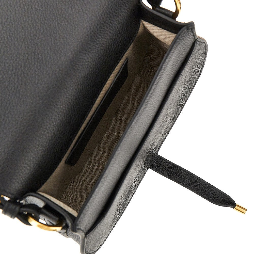 grained leather marcie saddle bag