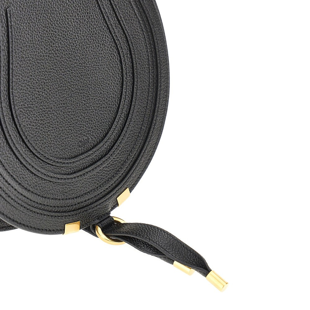 grained leather marcie saddle bag