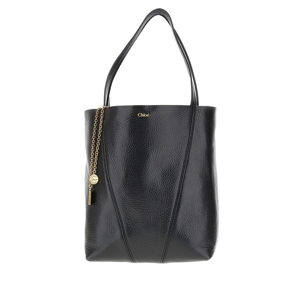 grained leather medium spin bag