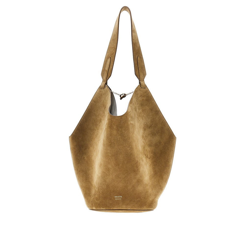 KHAITE OS small suede leather lotus tote bag